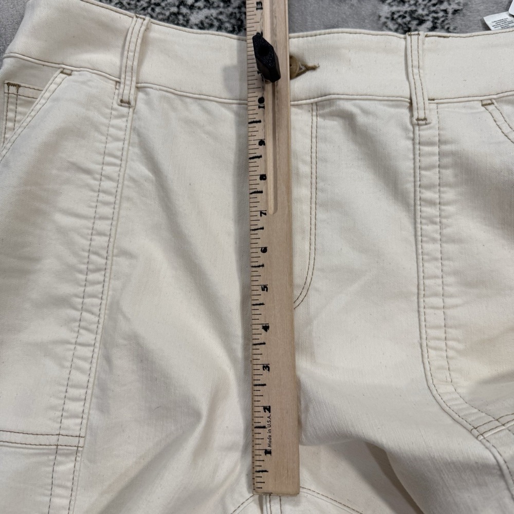 Chicos Straight Leg Ankle Utility Pants Womens Sz 12 White Stretch Crop Pockets - Picture 5 of 15
